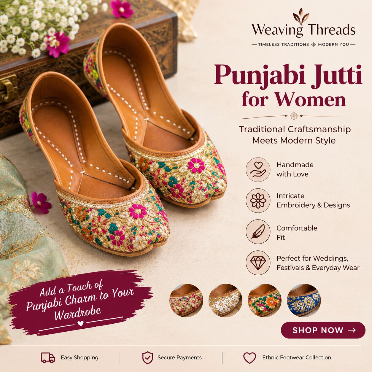 New Delhi, Clothing & Accessories, INR 1750,  Discover Elegant Punjabi Jutti For Women For Every Occasion