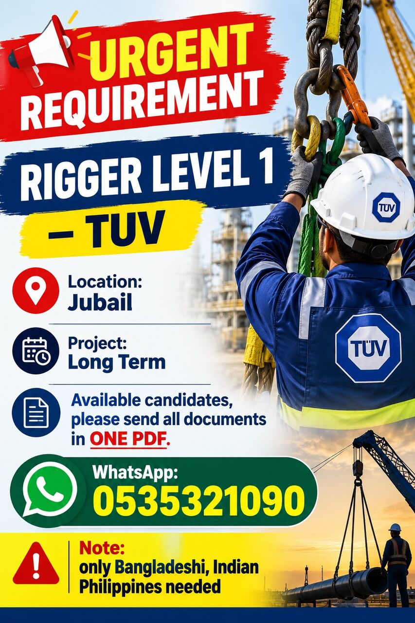 Riyadh, Jobs, Rigger Level 1 TUV