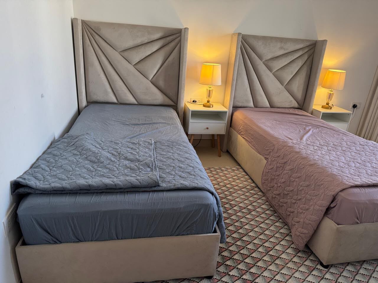 Al Yarmouk, Furniture, SAR 3000,  L-Shape Sofa, 2 Single Beds With Mattress & Baby Cart For Sale