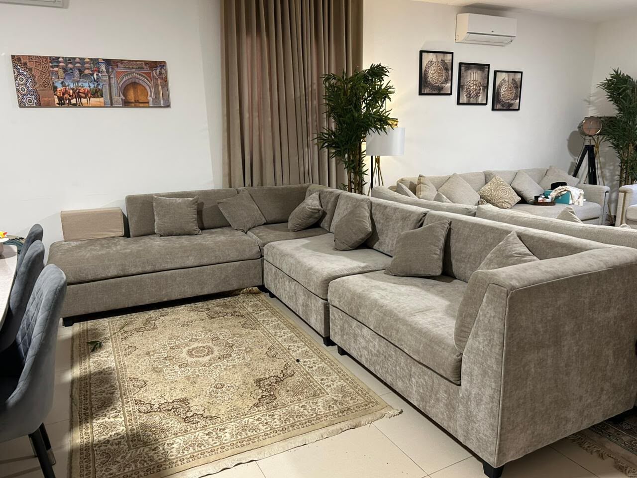 Al Yarmouk, Furniture, SAR 3000,  L-Shape Sofa, 2 Single Beds With Mattress & Baby Cart For Sale