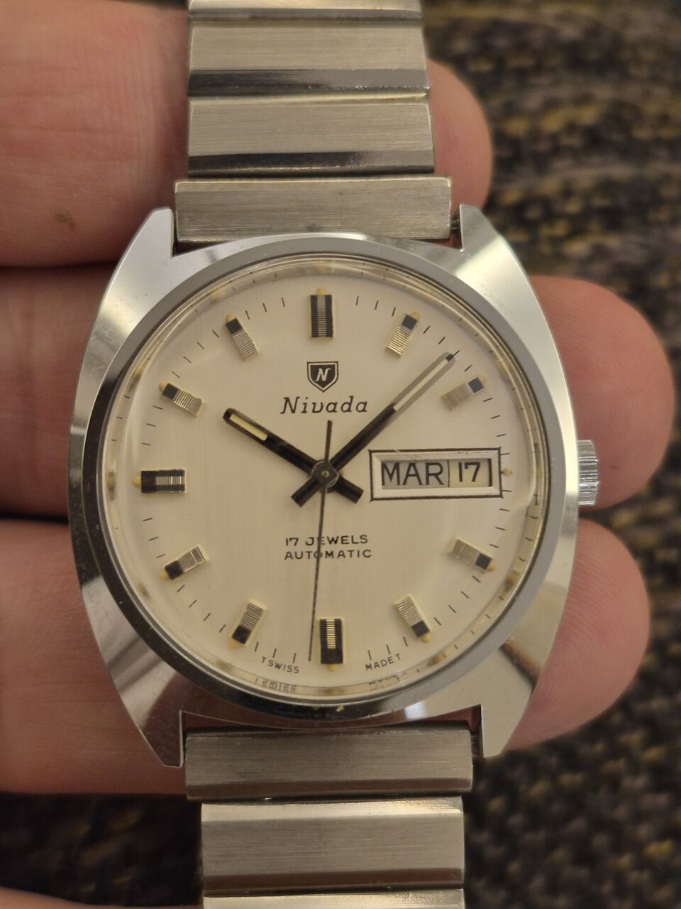 Riyadh, Jewelry, SAR 1550,  Nivada Automatic Watch NEW ( Vintage Of 60 Years Old) For Men Original Swiss Made