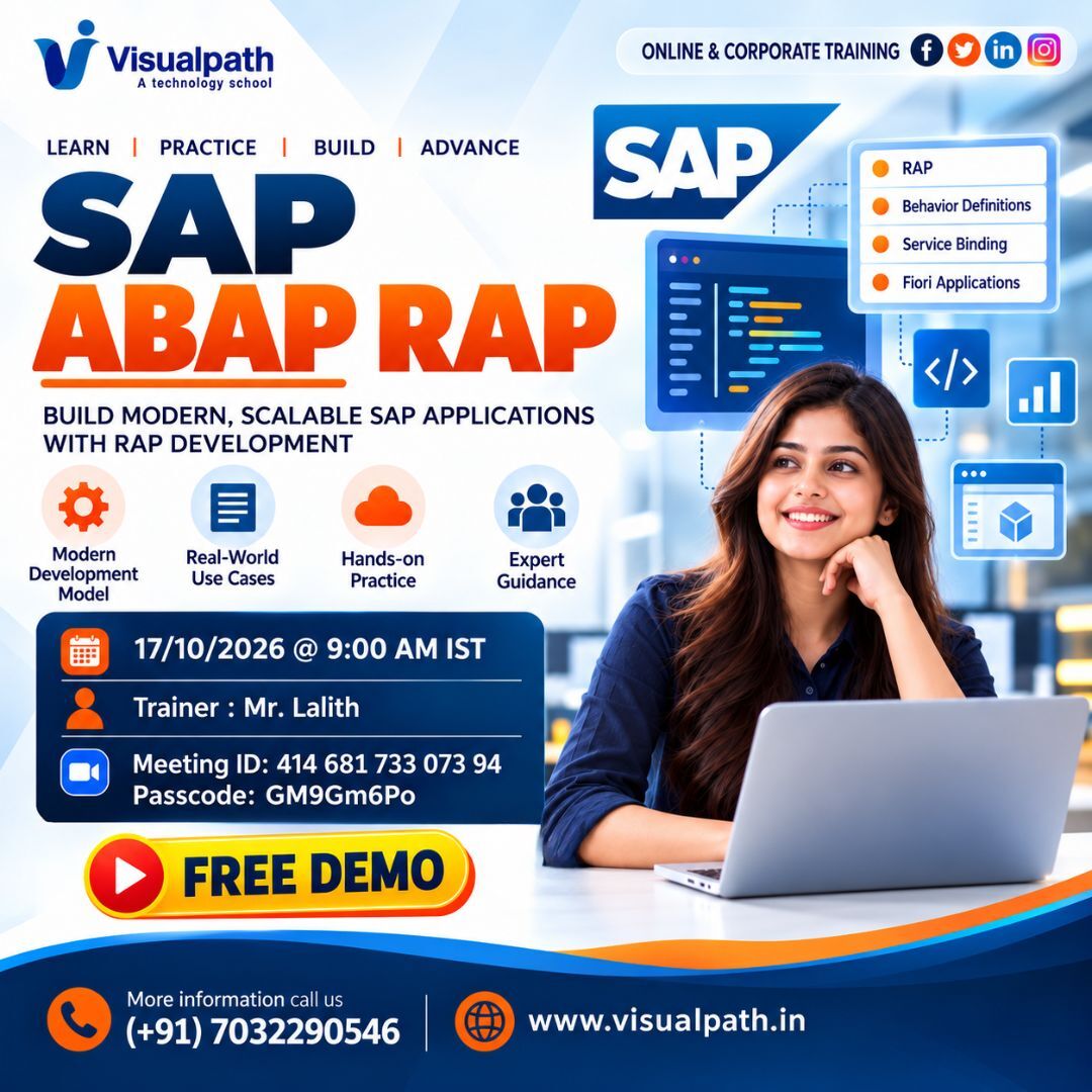 Hyderabad, Lessons Offered, Join A Free Live Demo: SAP ABAP RAP Online On October 17th