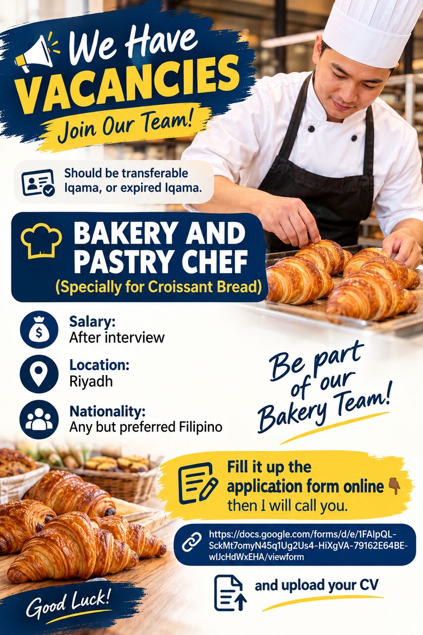Riyadh, Jobs, BAkery And PAstry Chef