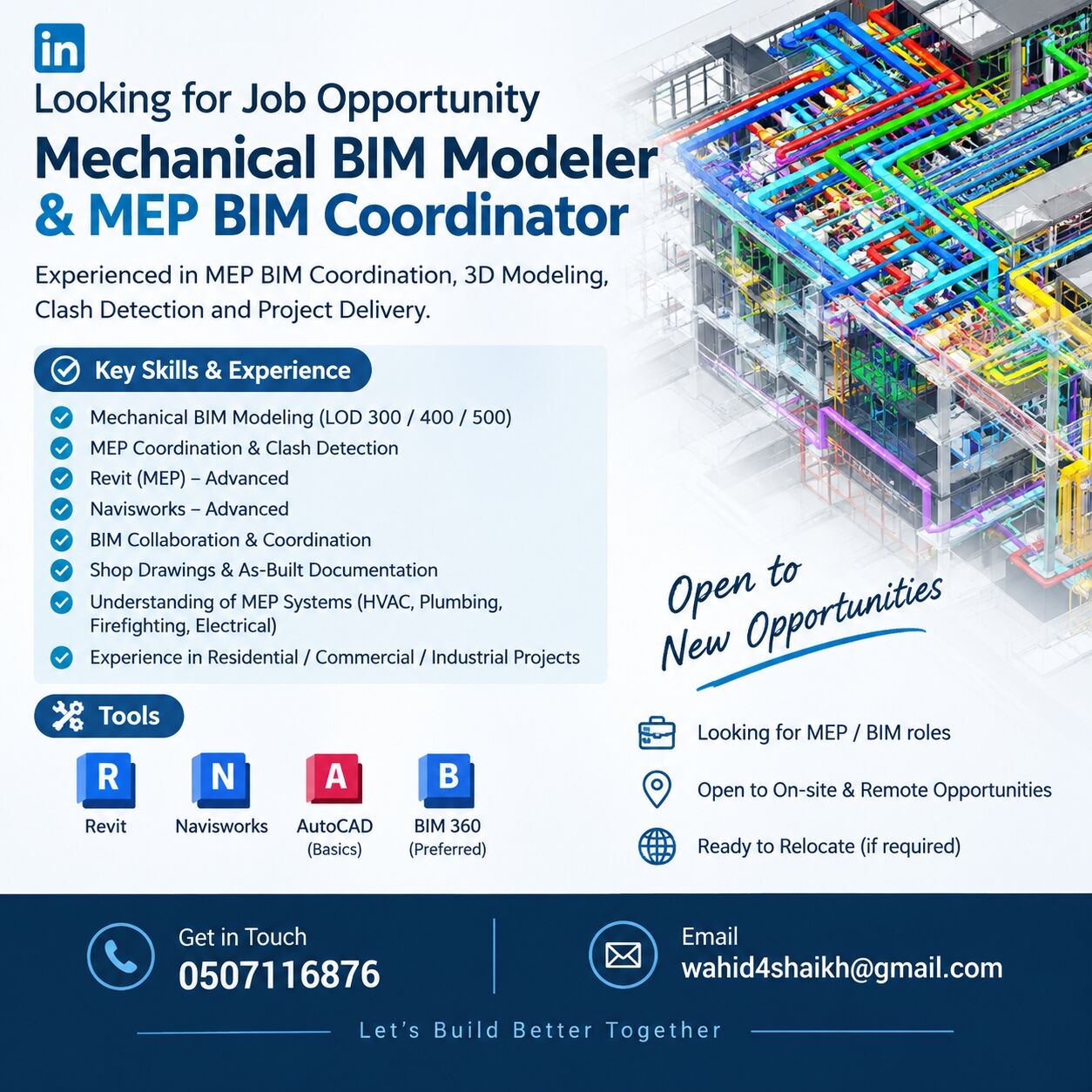 Riyadh, Job Seekers, MEP BIM COORDINATER And MECHANICAL BIM MODELER