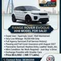BHD 6900,  Range Rover Evoque,  2018,  Automatic,  45000 KM,  Low Mileage, Excellent Condition, Same Like New " You Can Pay In India"