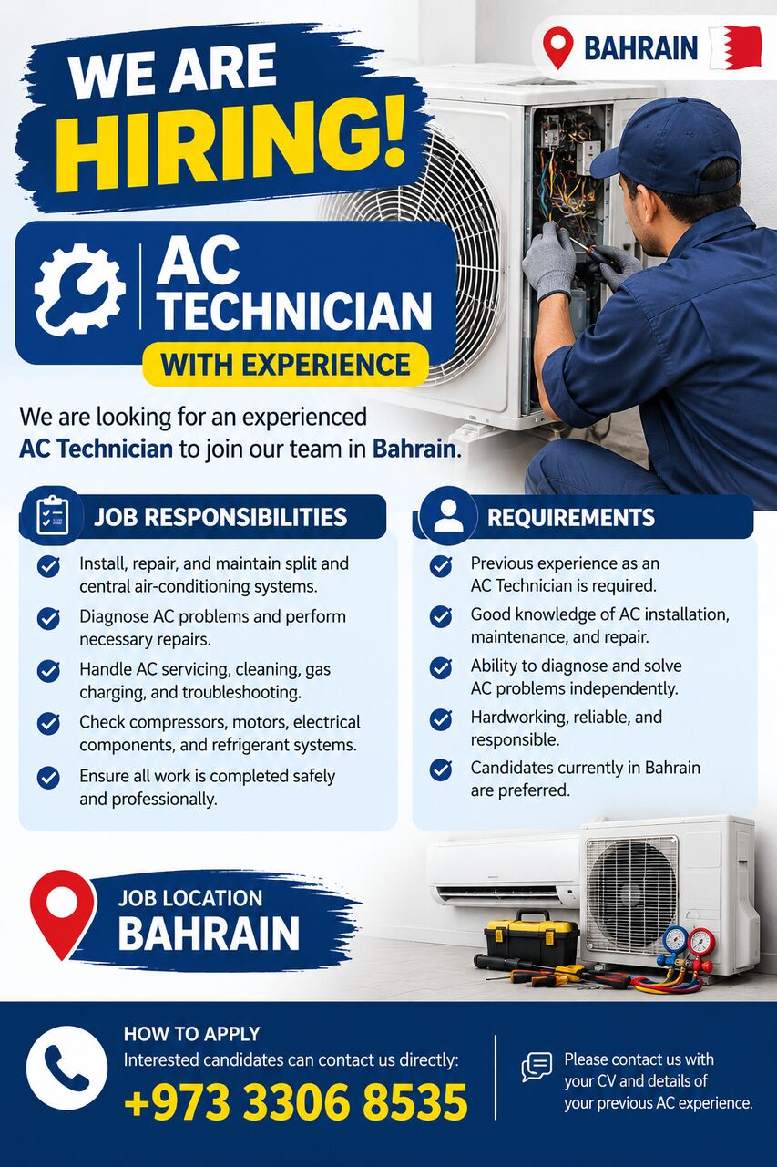 Manama, Jobs, AC Technician