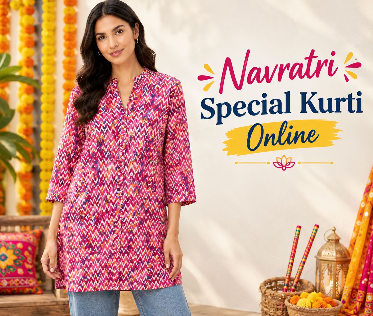 Noida, Clothing & Accessories, INR 549,  Affordable Navratri Special Kurti Online For Festive Style
