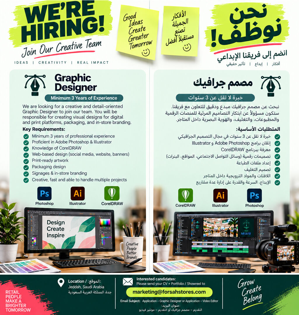 Jeddah, Jobs, Graphic Designer - For Growing Retail Store In Jeddah