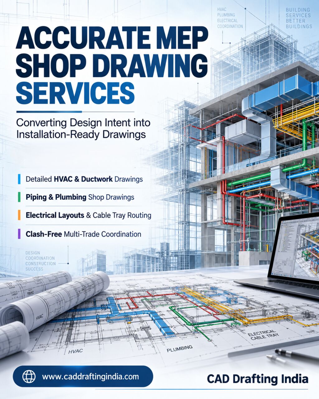 Ahmedabad, Construction, Accurate MEP Shop Drawing Services For Seamless On-Site Installation And Construction