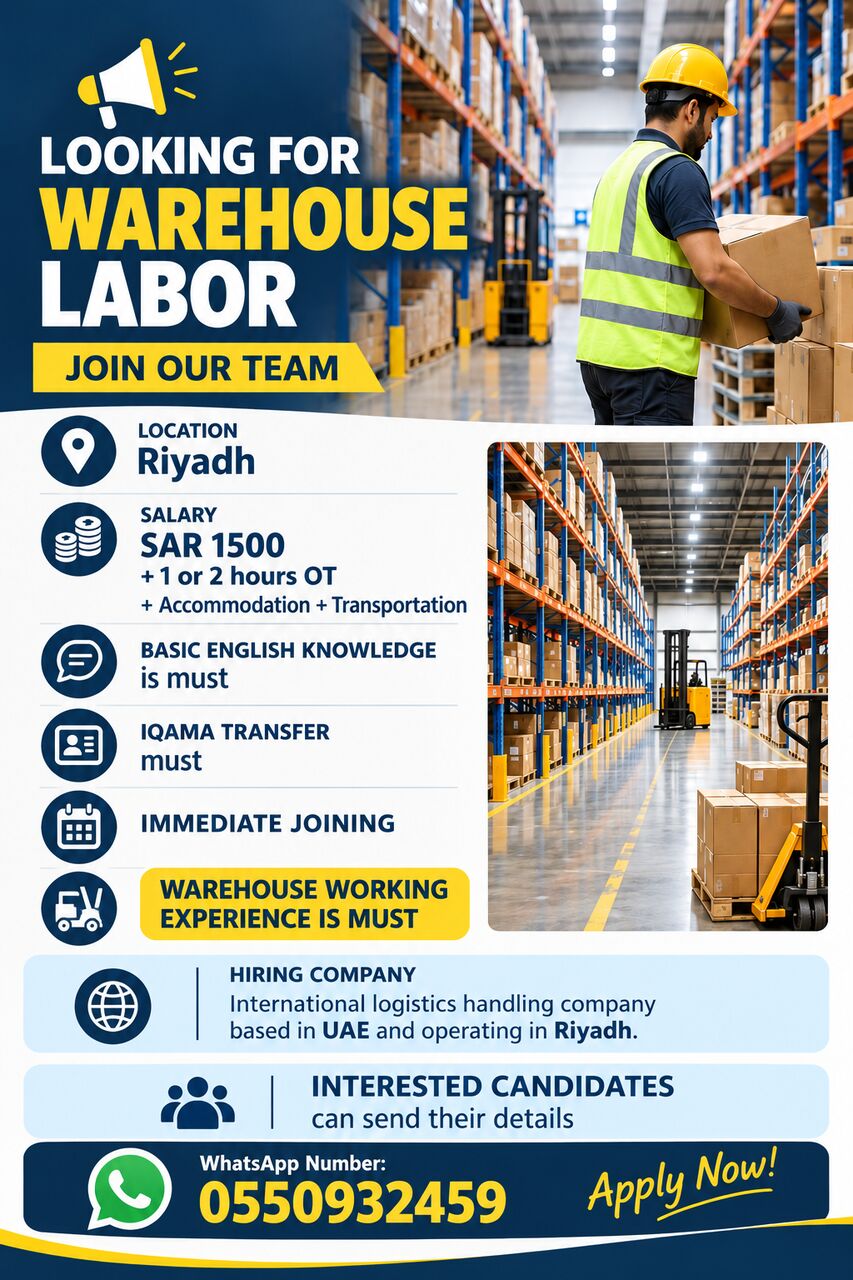 Jeddah, Jobs, Warehouse Assistant