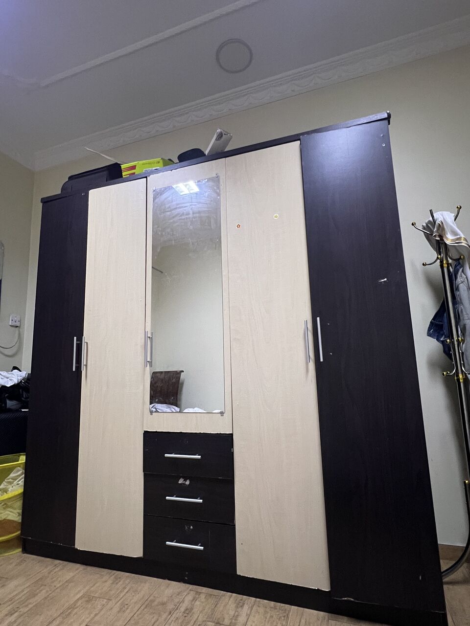Juffair, Furniture, BHD 35,  4 Door Wooden Cupboard + King Size Wooden Bed With Mattress