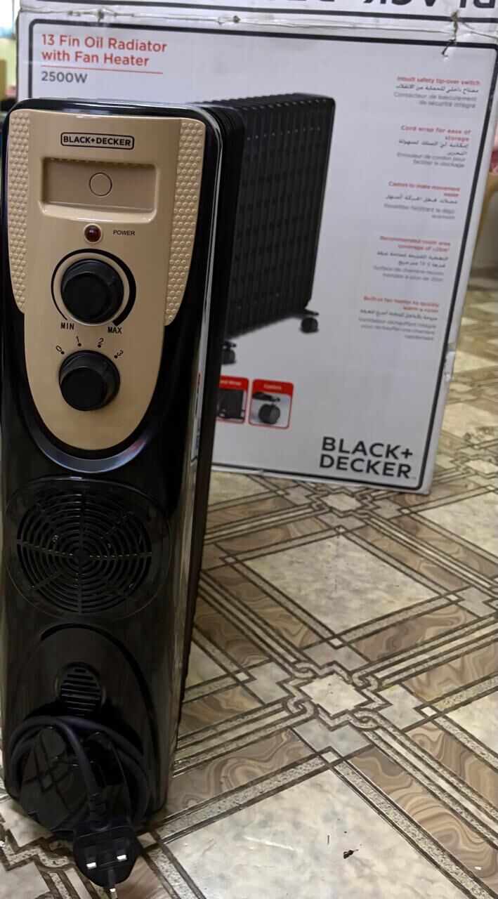Jubail, Appliances, SAR 300,  Black+Decker 13-Fin Oil Radiator Heater With Fan Available For Sale
