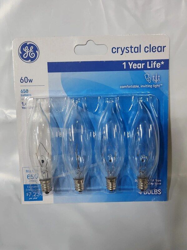 New York, Business, GE 60W Crystal Clear Chandelier Bulbs &ndash; Case Of 16