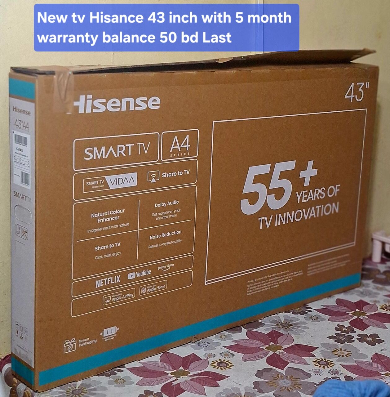 Manama, Electronics, BHD 50,  Hisance 43 Inch New Tv With 5 Month Warranty 50 Bd Last Msg 3670 8372 Wts Ap No Call