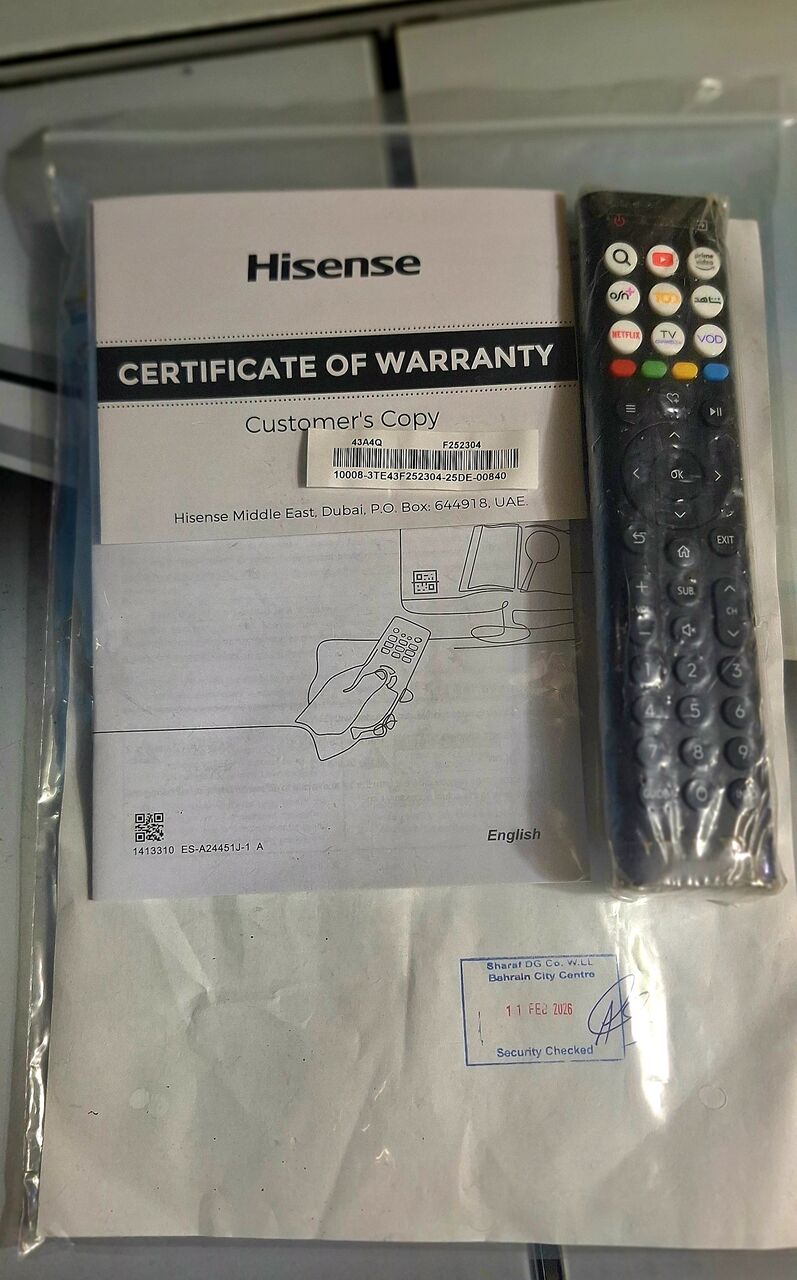 Manama, Electronics, BHD 50,  Hisance 43 Inch New Tv With 5 Month Warranty 50 Bd Last Msg 3670 8372 Wts Ap No Call