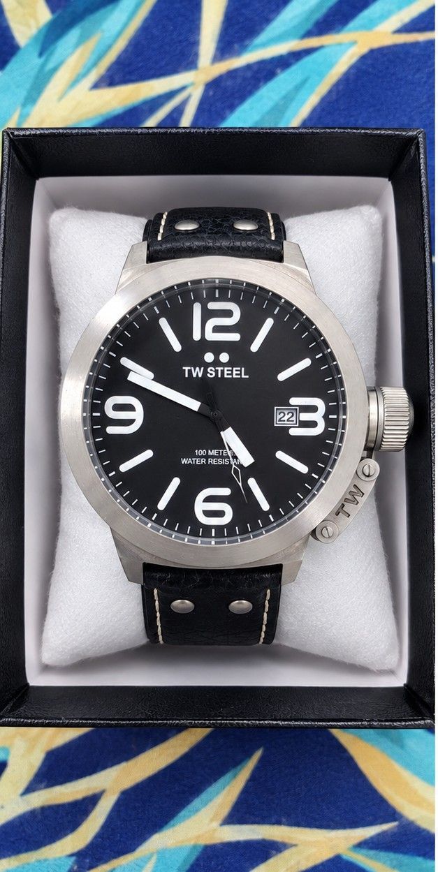 Khobar, Watches, SAR 399,  TW Steel Canteen 45mm Watch (CS1) - Black Dial & Black Vintage Leather Strap
