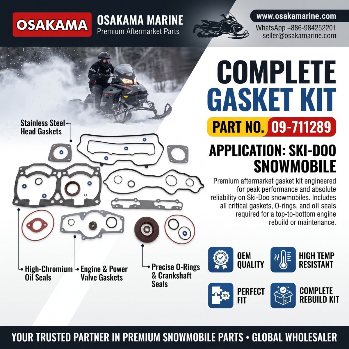 Singapore, Auto Parts, SGD 99999,  COMPLETE GASKET KIT 09-711289 FOR SKI-DOO SNOWMOBILE