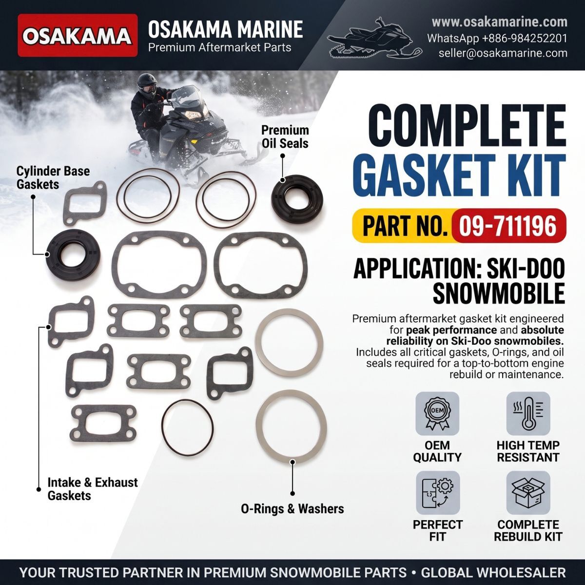 Mumbai, Auto Parts, INR 99999,  COMPLETE GASKET KIT 09-711196 FOR SKI-DOO SNOWMOBILE
