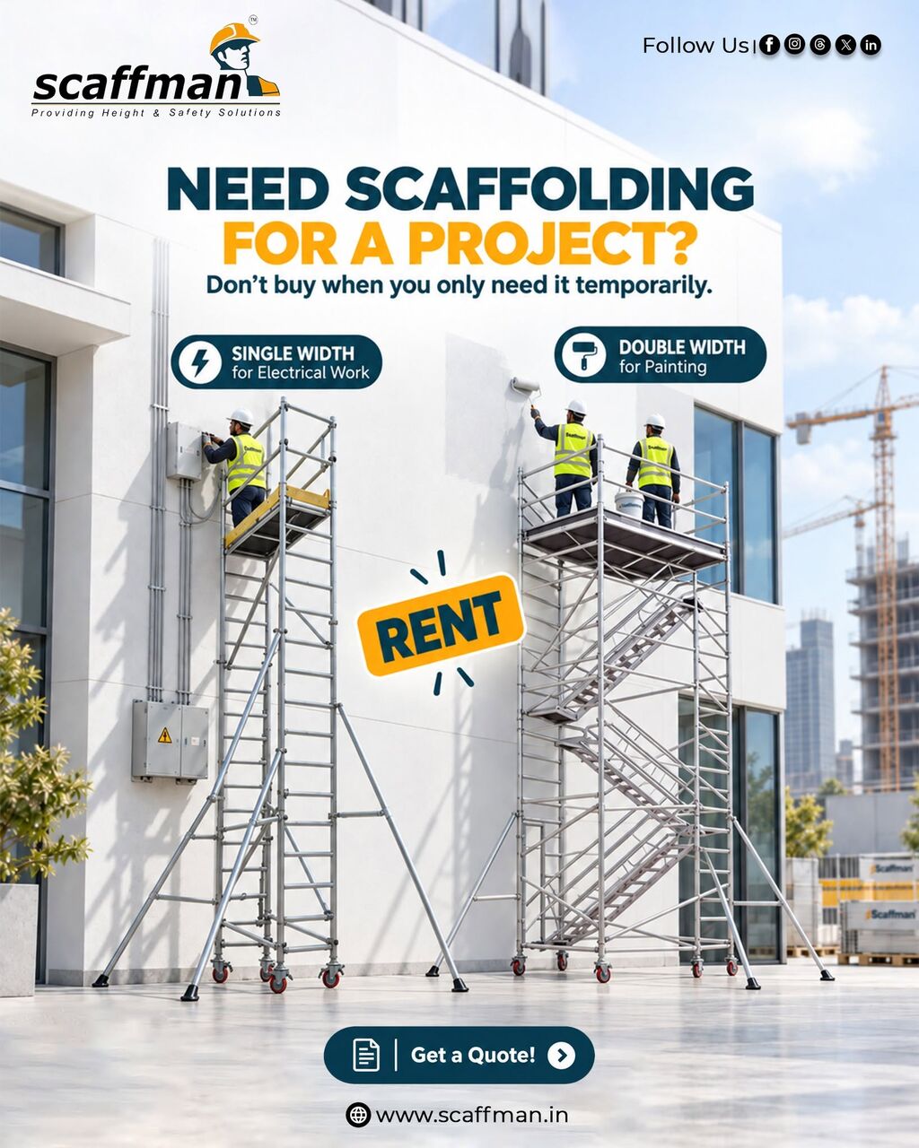 Bangalore, Construction, Flexible Aluminium Scaffolding Rental Services In Bangalore