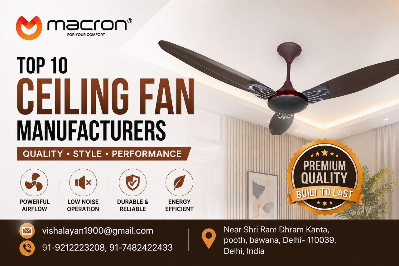 New Delhi, Electronics, Top 10 Ceiling Fan Manufacturers In India