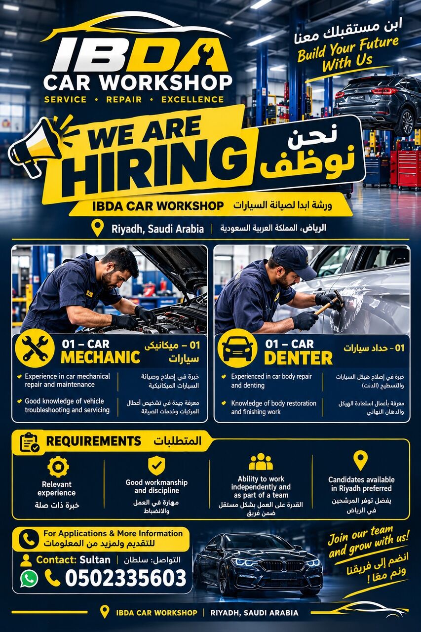 Riyadh, Jobs, Car Mechanic & Denter