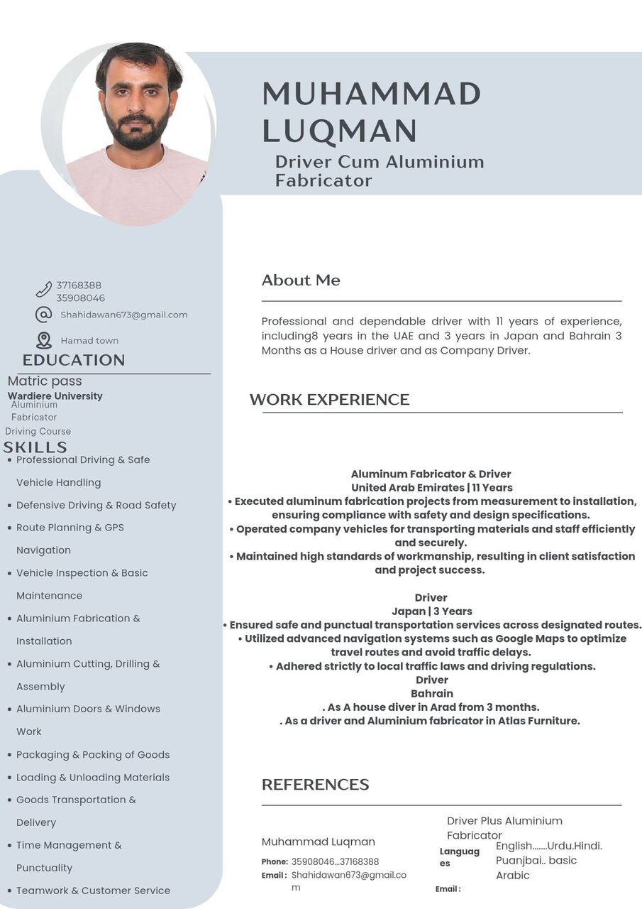 Riffa, Job Seekers, House Driver Or Company Driver