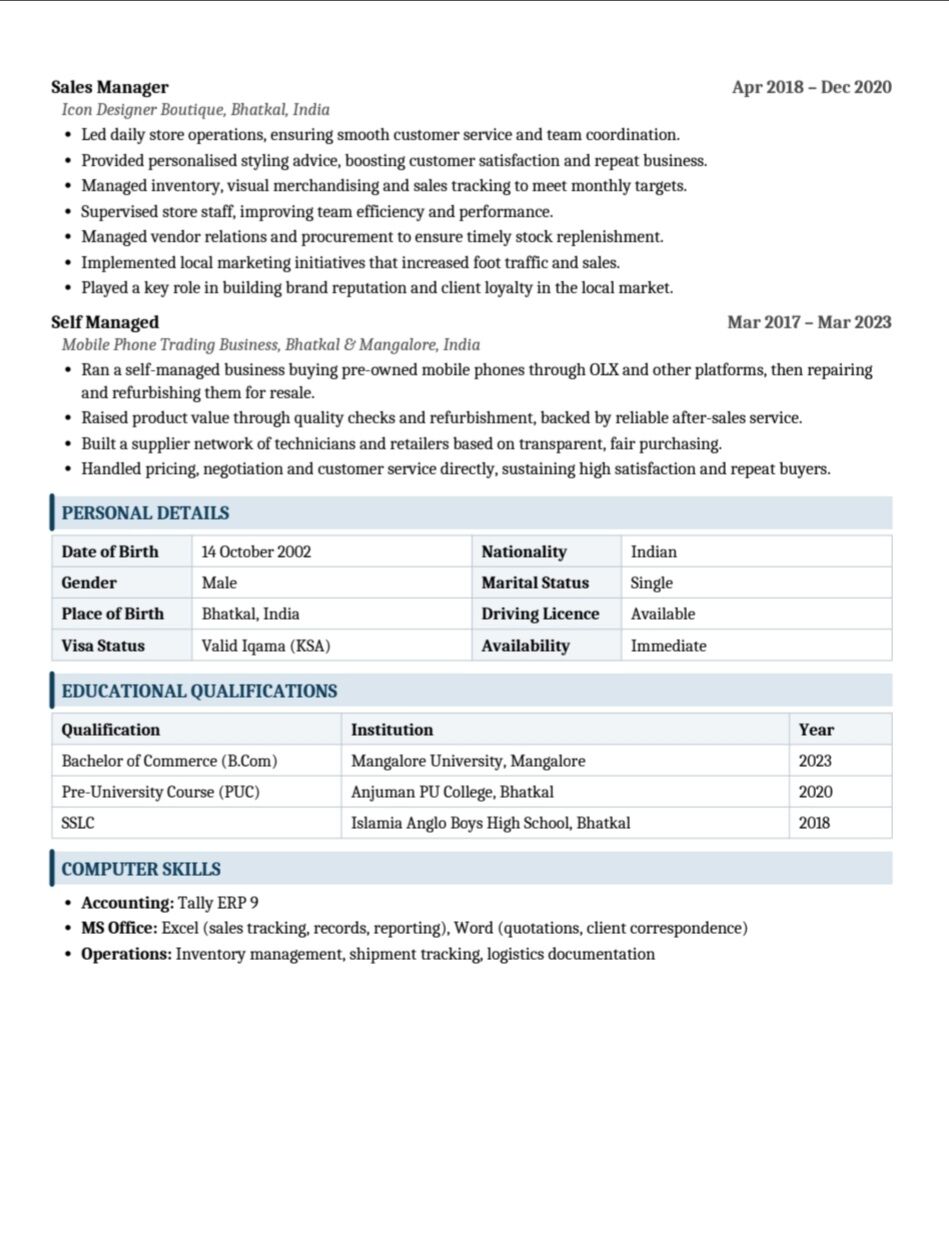 Jeddah, Job Seekers, Iam Looking For Sales & Logistics Job