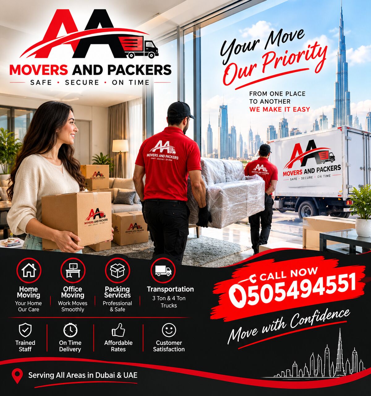 Dubai, Relocation, AA Movers & Packers Dubai | Best Villa Movers In Dubai | Safe Fast Reliable