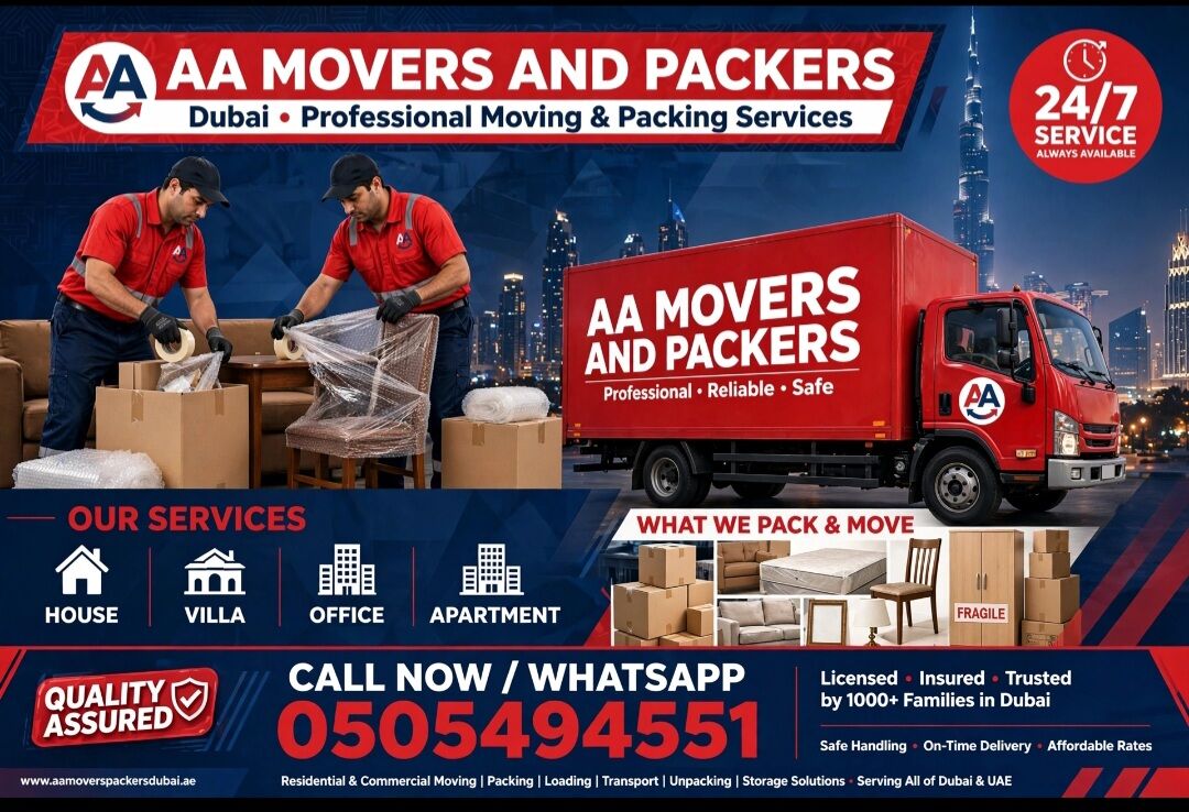 Dubai, Relocation, AA Movers & Packers Dubai | Best Villa Movers In Dubai | Safe Fast Reliable