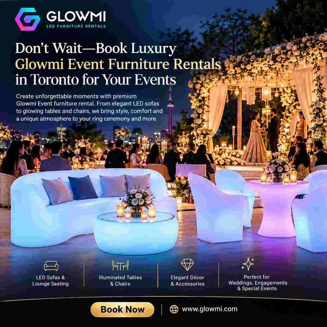 Toronto, Furniture, CAD 2850,  Don&rsquo;t Wait&mdash;Book Luxury Glowmi Event Furniture Rentals In Toronto For Your Events
