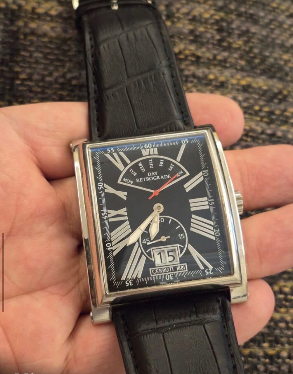 Riyadh, Watches, SAR 1350,  Cerutti Watch Big Dial 44mm For Men Original Swiss Made