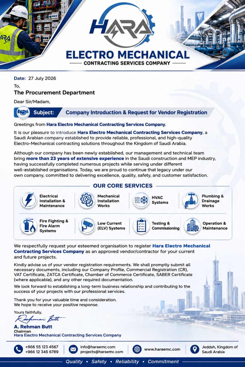 Jeddah, Business, Hara Electro Mechanical Services & Contracting Co