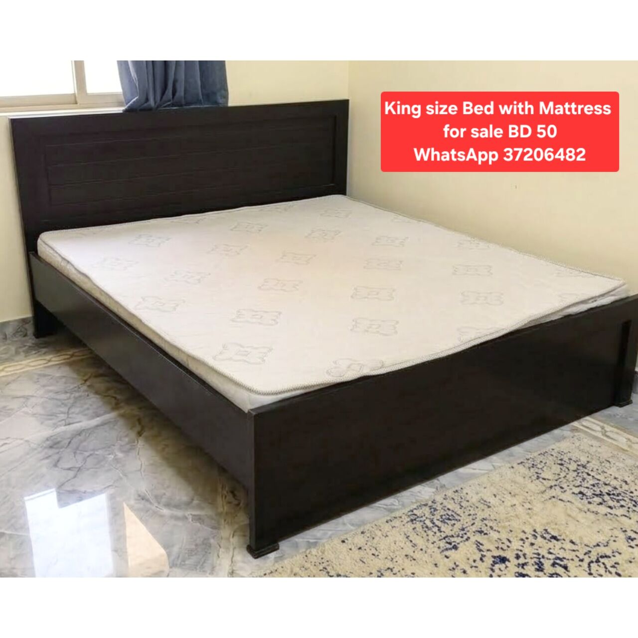 Manama, Furniture, BHD 50,  ✅️ King Size Bed With Mattress For Sale In Good Condition With Delivery