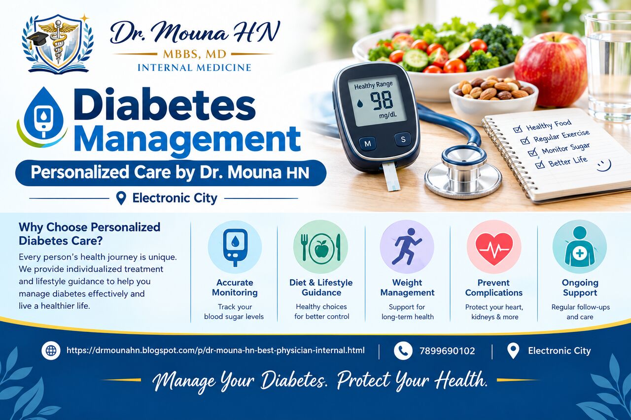 Bangalore, Health, Diabetes Management &ndash; Personalized Care By Dr. Mouna HN