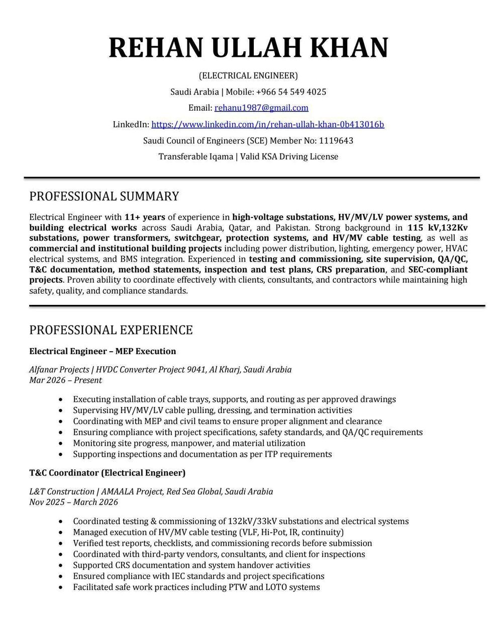 Riyadh, Job Seekers, Electrical Engineer, Electrical Inspector