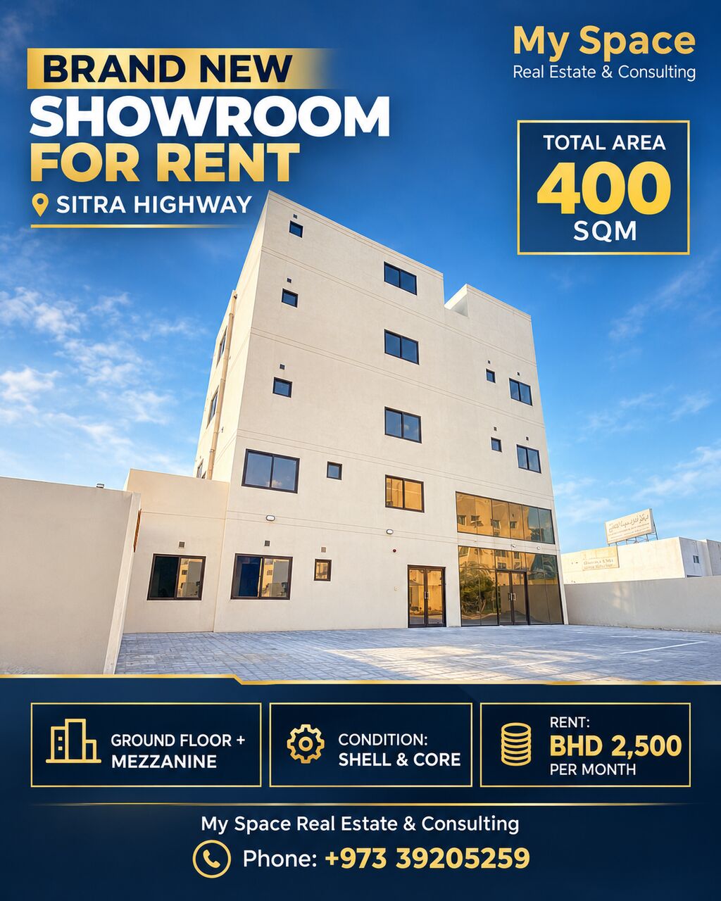Sitra, Shops, BHD 2500,  400 Sq. Meter,  BRAND NEW SHOWROOM FOR RENT | SITRA HIGHWAY