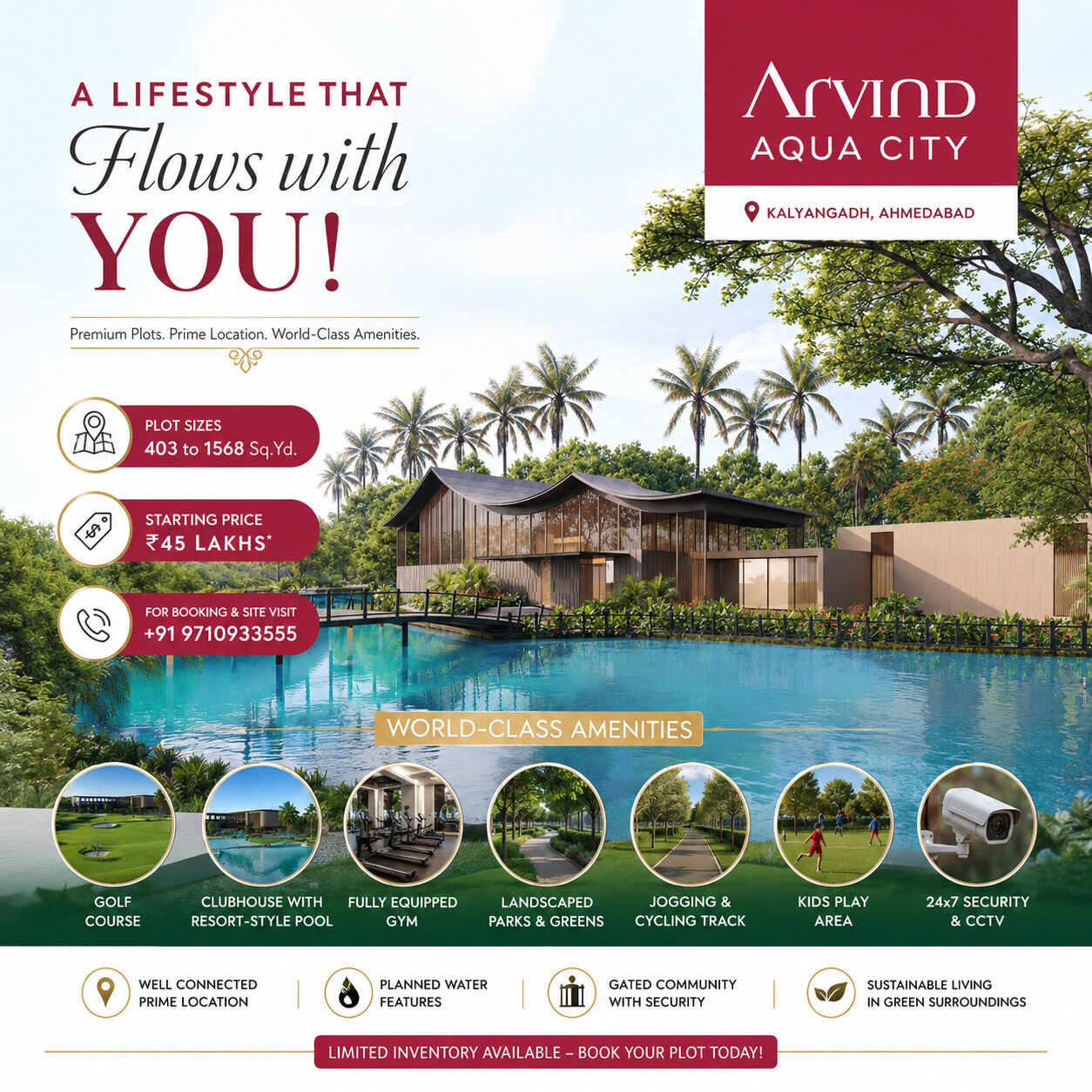 Ahmedabad, Residential Plots, INR 4700000,  403 Sq. Yard,  Discover Lakeside Living At Arvind Aqua City Ahmedabad