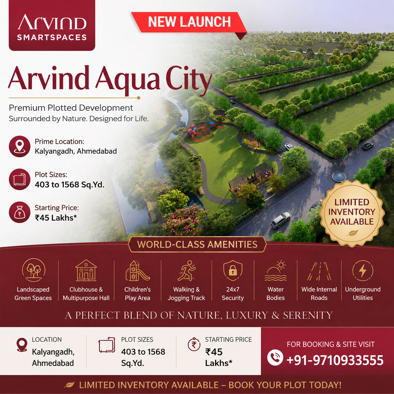Ahmedabad, Residential Plots, INR 4700000,  403 Sq. Yard,  Discover Lakeside Living At Arvind Aqua City Ahmedabad