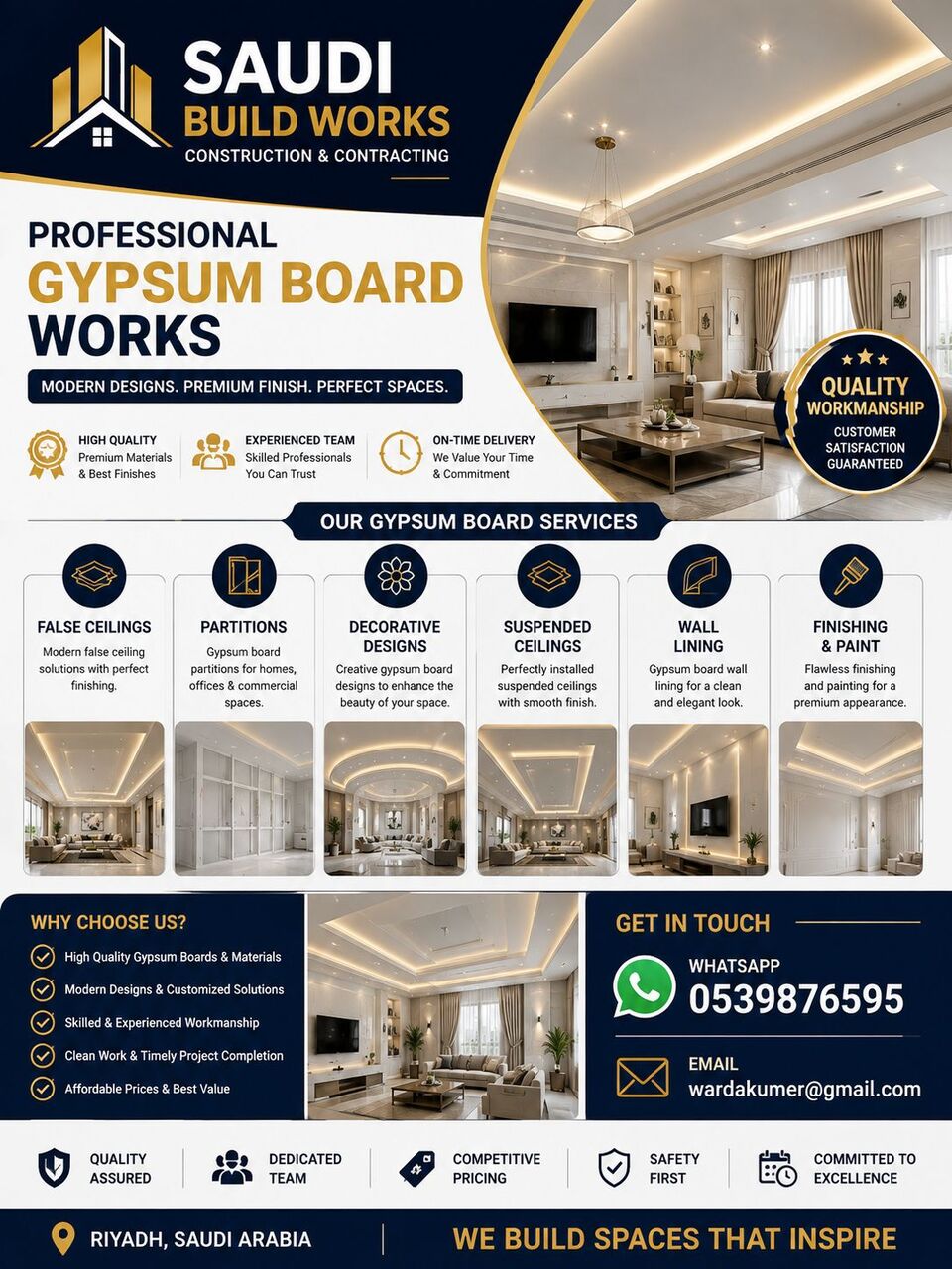 Riyadh, Construction, Professional Gypsum Board Work &ndash; Riyadh.