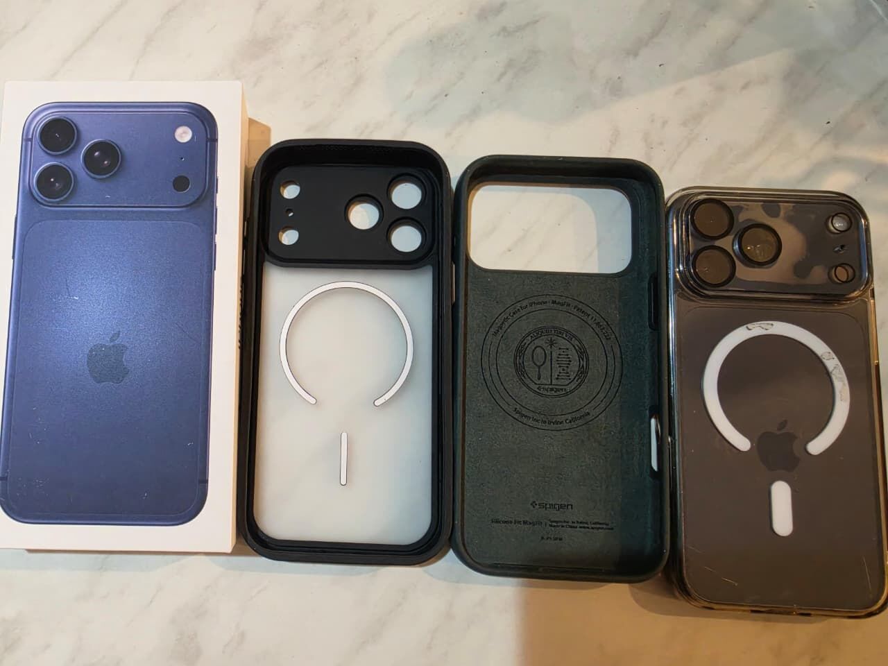 Riyadh, Mobile Phones, SAR 4450,  Iphone 17 Pro Max Deep Blue 256gb Apple Warranty Till March 2027 + 3 Cases