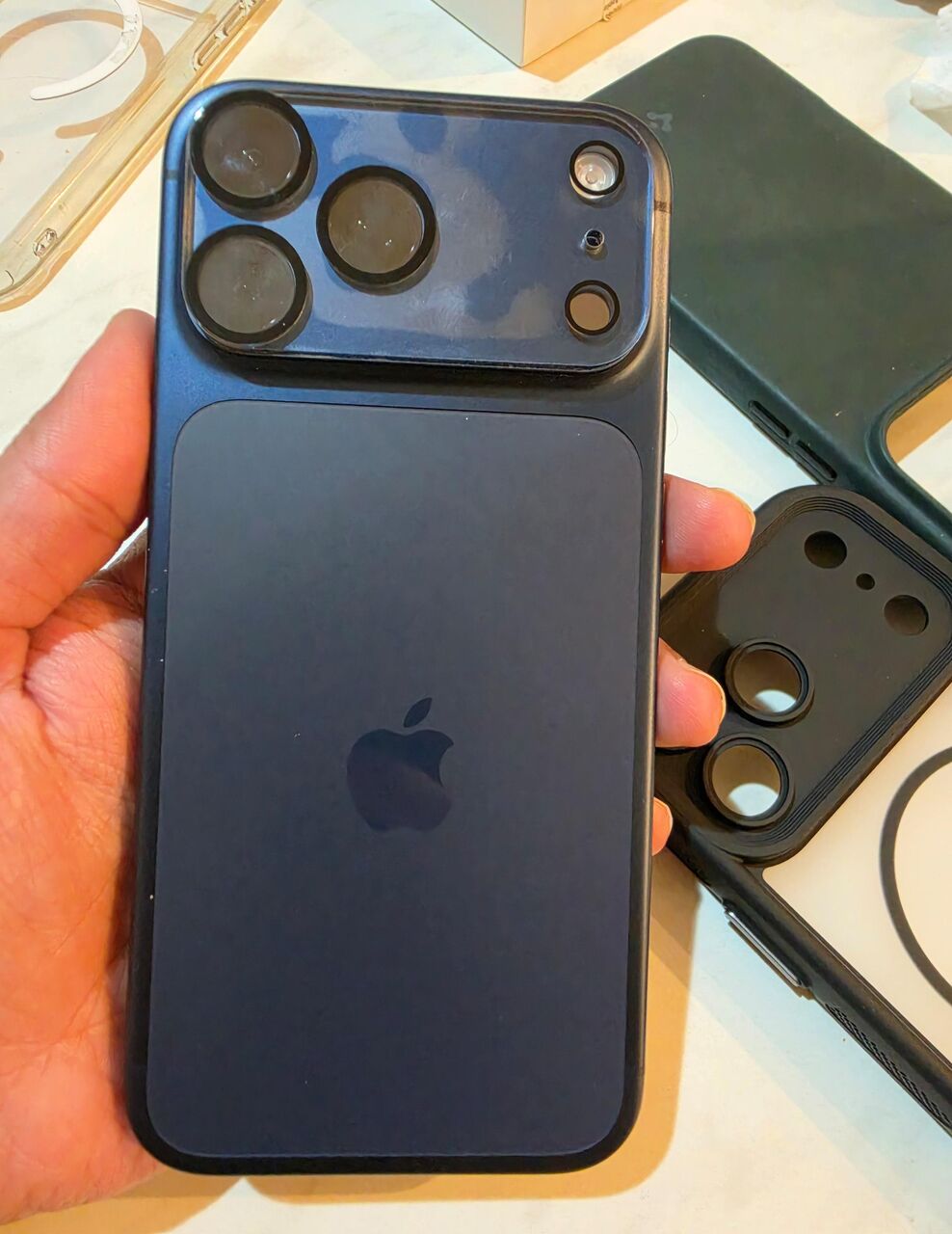 Riyadh, Mobile Phones, SAR 4450,  Iphone 17 Pro Max Deep Blue 256gb Apple Warranty Till March 2027 + 3 Cases