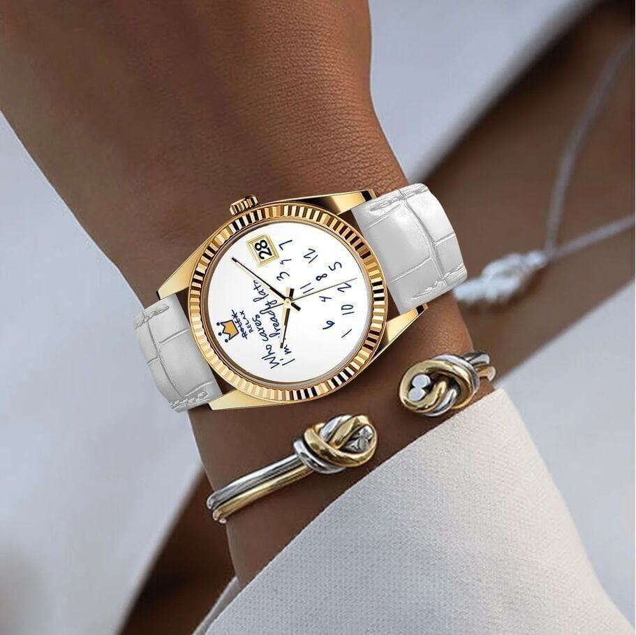 Riyadh, Watches, SAR 300,  Eondate Classic Leather Watch - Gold And White - New - SAR 300