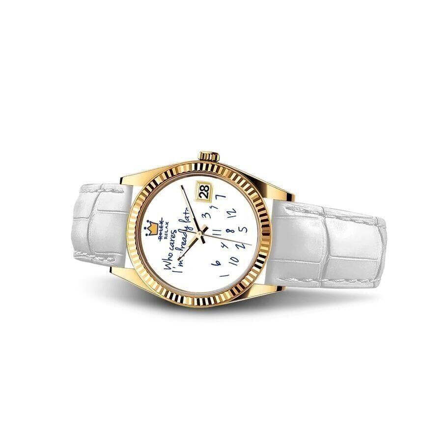Riyadh, Watches, SAR 300,  Eondate Classic Leather Watch - Gold And White - New - SAR 300