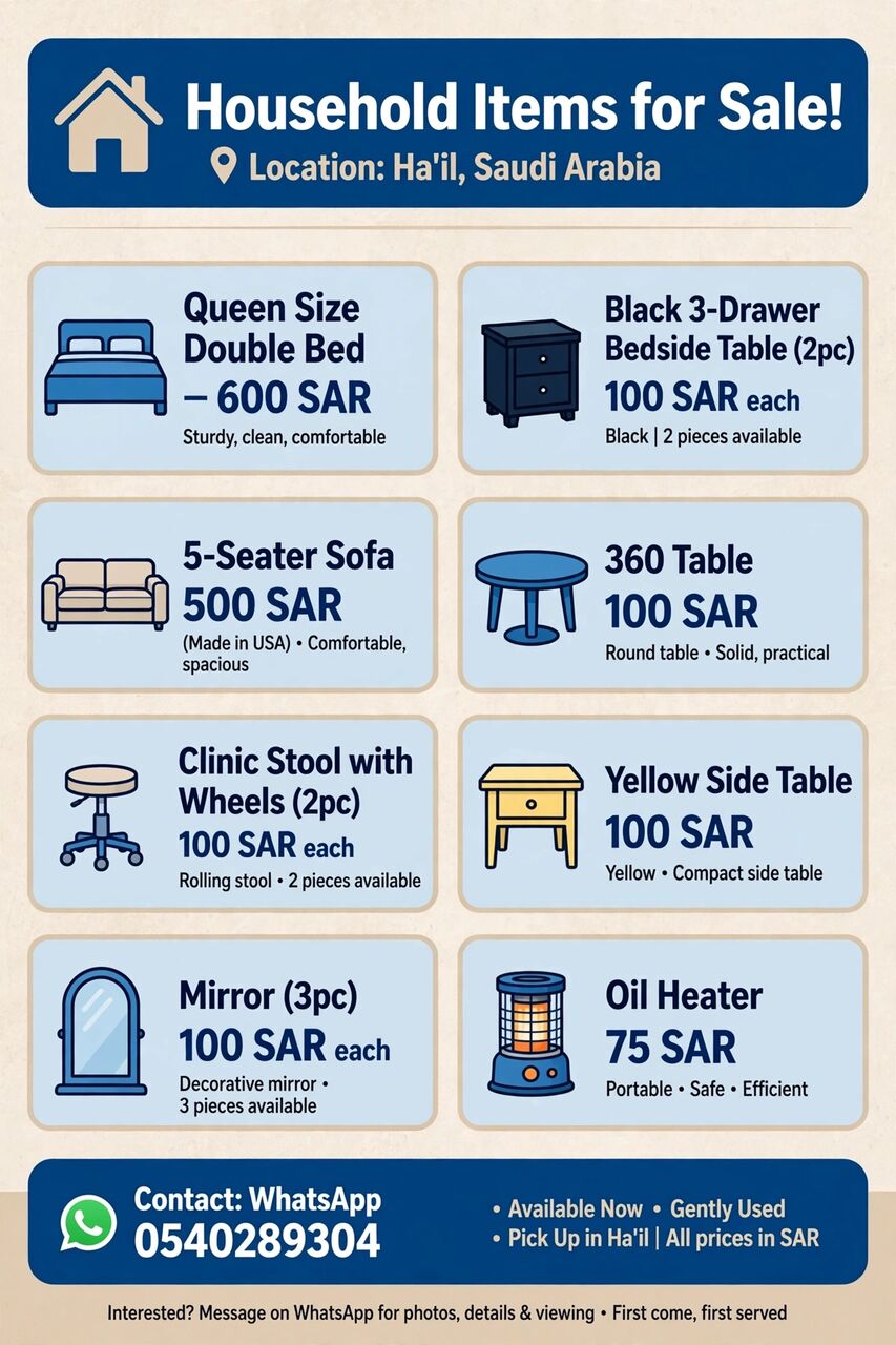 Al Malaz, Household Items, SAR 100,  Household Items For EXIT Sale.