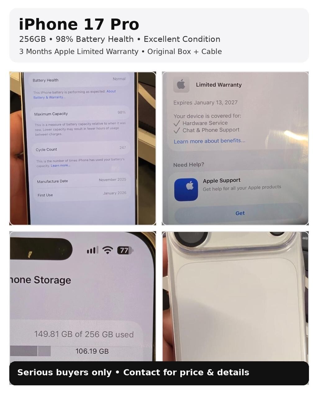 Riyadh, Mobile Phones, SAR 4000,  Iphone 17 Pro