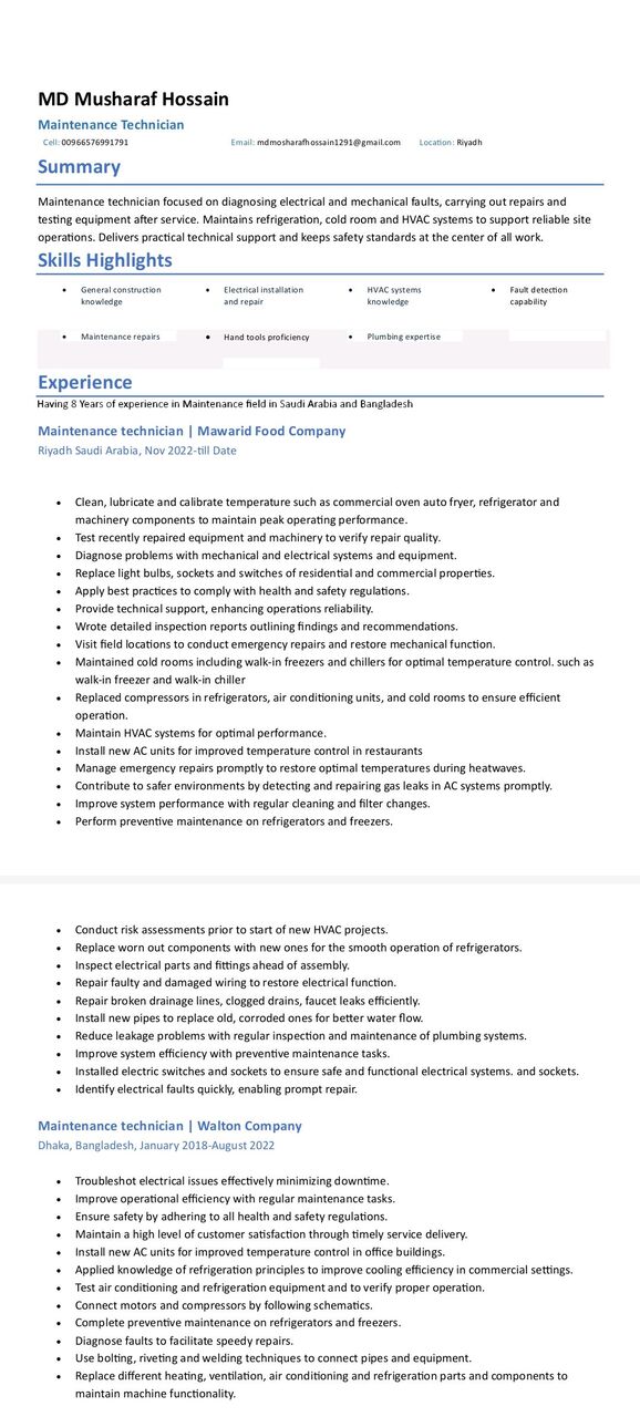 Riyadh, Job Seekers, Kitchen Equipment Maintenance