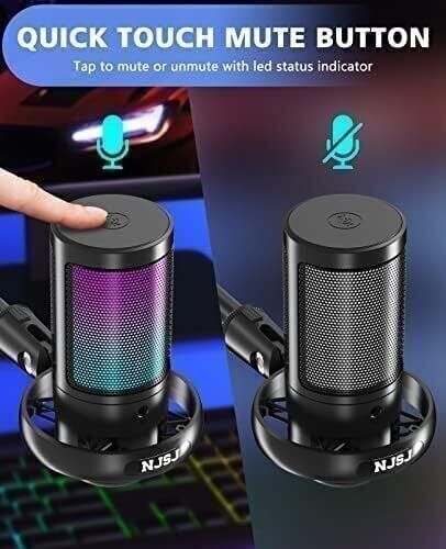 Riyadh, Electronics, SAR 75,  NJSJ USB Microphone - Condenser With Touch Mute, RGB - SAR 75 SAR