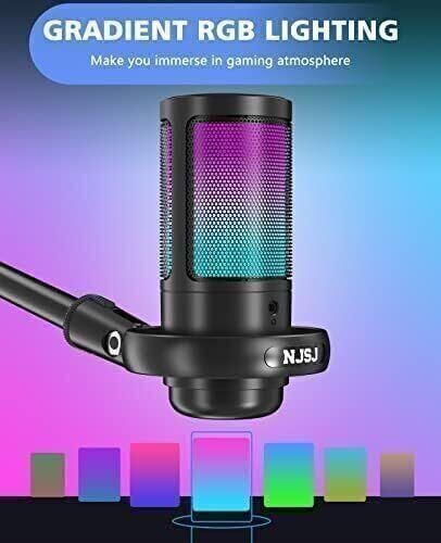 Riyadh, Electronics, SAR 75,  NJSJ USB Microphone - Condenser With Touch Mute, RGB - SAR 75 SAR