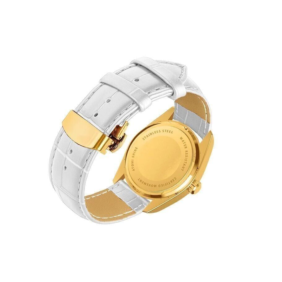 Riyadh, Watches, SAR 300,  Eondate Classic Leather Watch - Gold And White - New - SAR 300