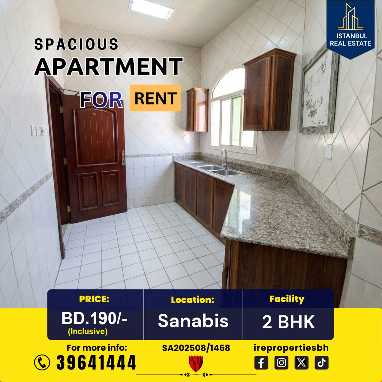 Sanabis, Apartments, Flats, Houses & Villas, BHD 190/month,  120 Sq. Meter,  2 BHK Spacious Apartment For Rent In Sanabis BD.190/- Inclusive
